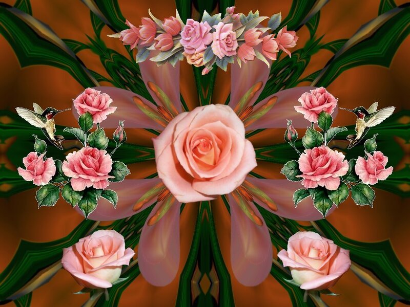 Symmetrical floral design with roses