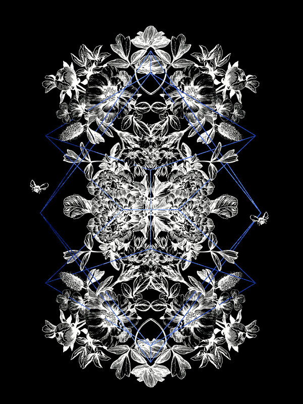 Symmetrical Floral Mandala — Black