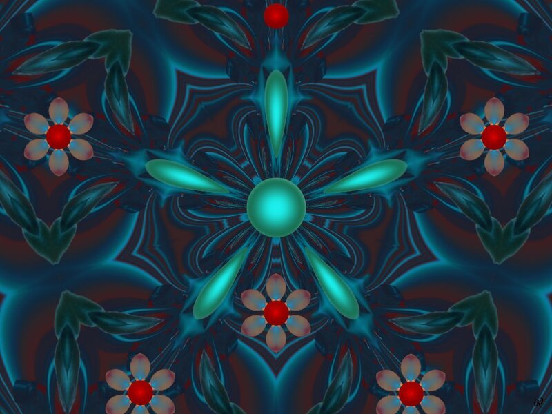 Symmetrical Floral Mandala — Blue