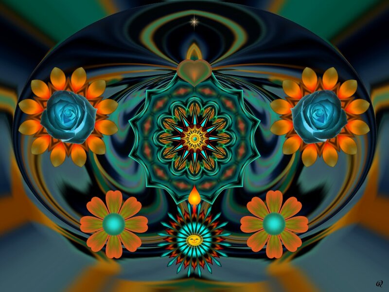Symmetrical Floral Mandala — Teal