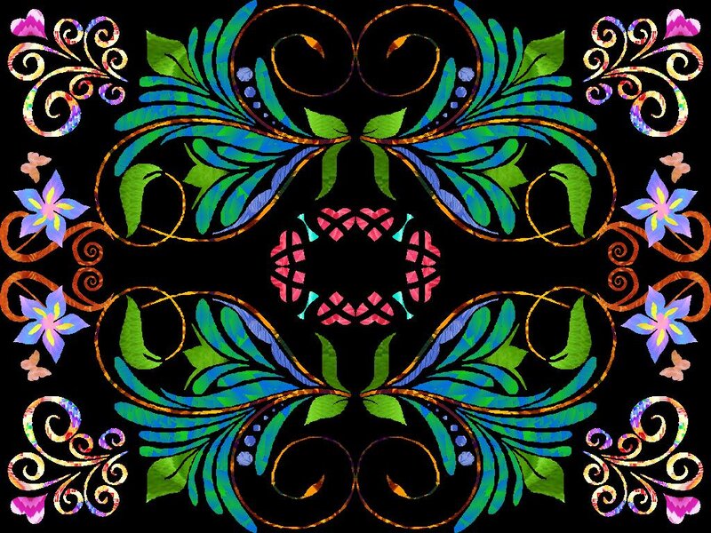 Symmetrical Floral Pattern — Green, Ornate