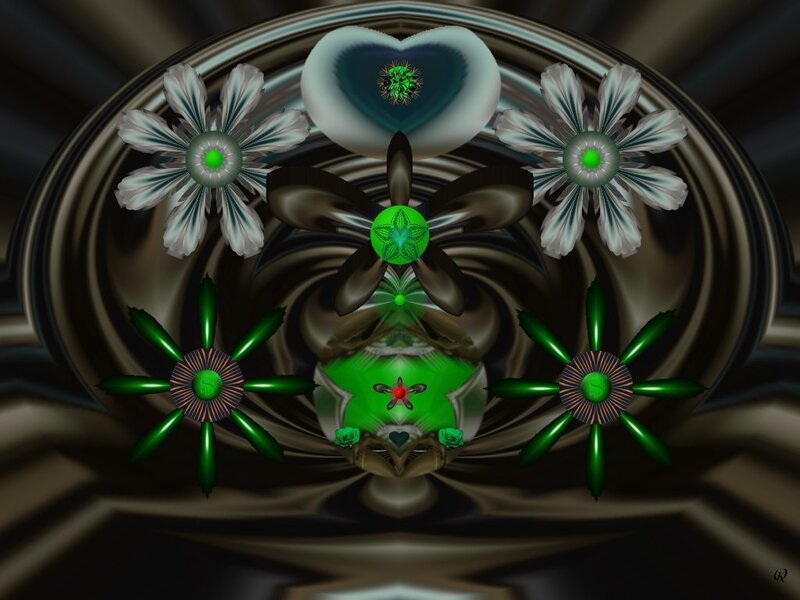 Symmetrical Floral Pattern — Green