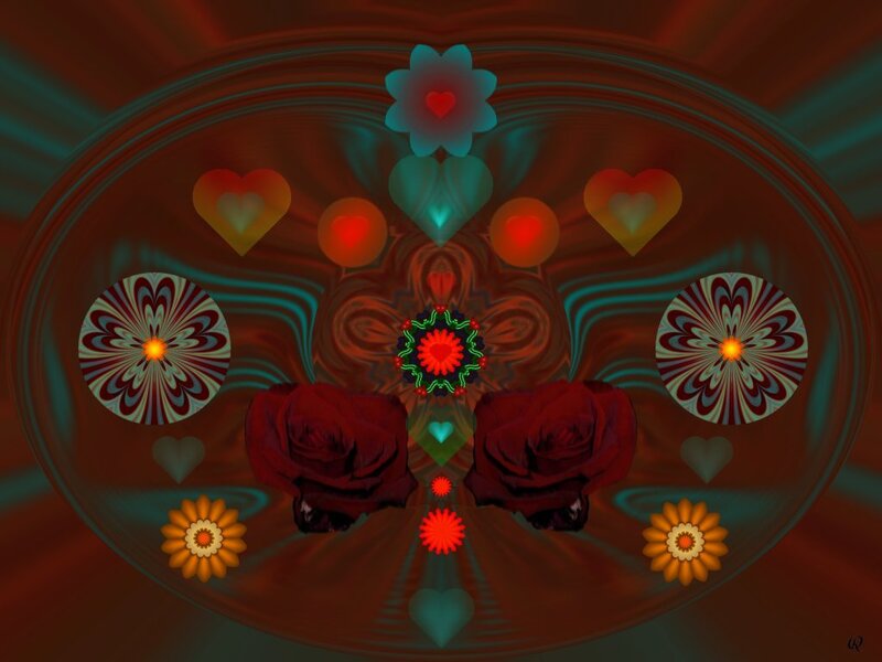 Symmetrical Floral Pattern — Red