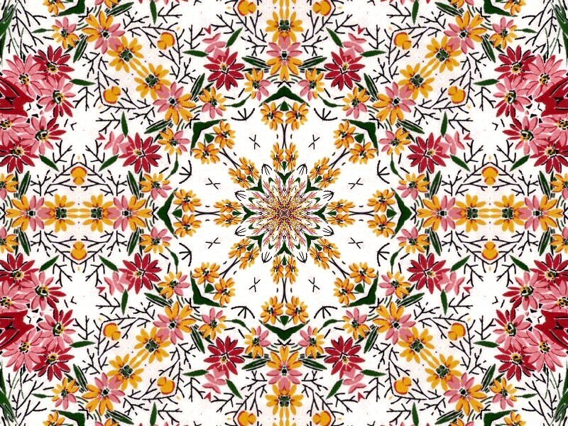 Symmetrical Floral Pattern — White