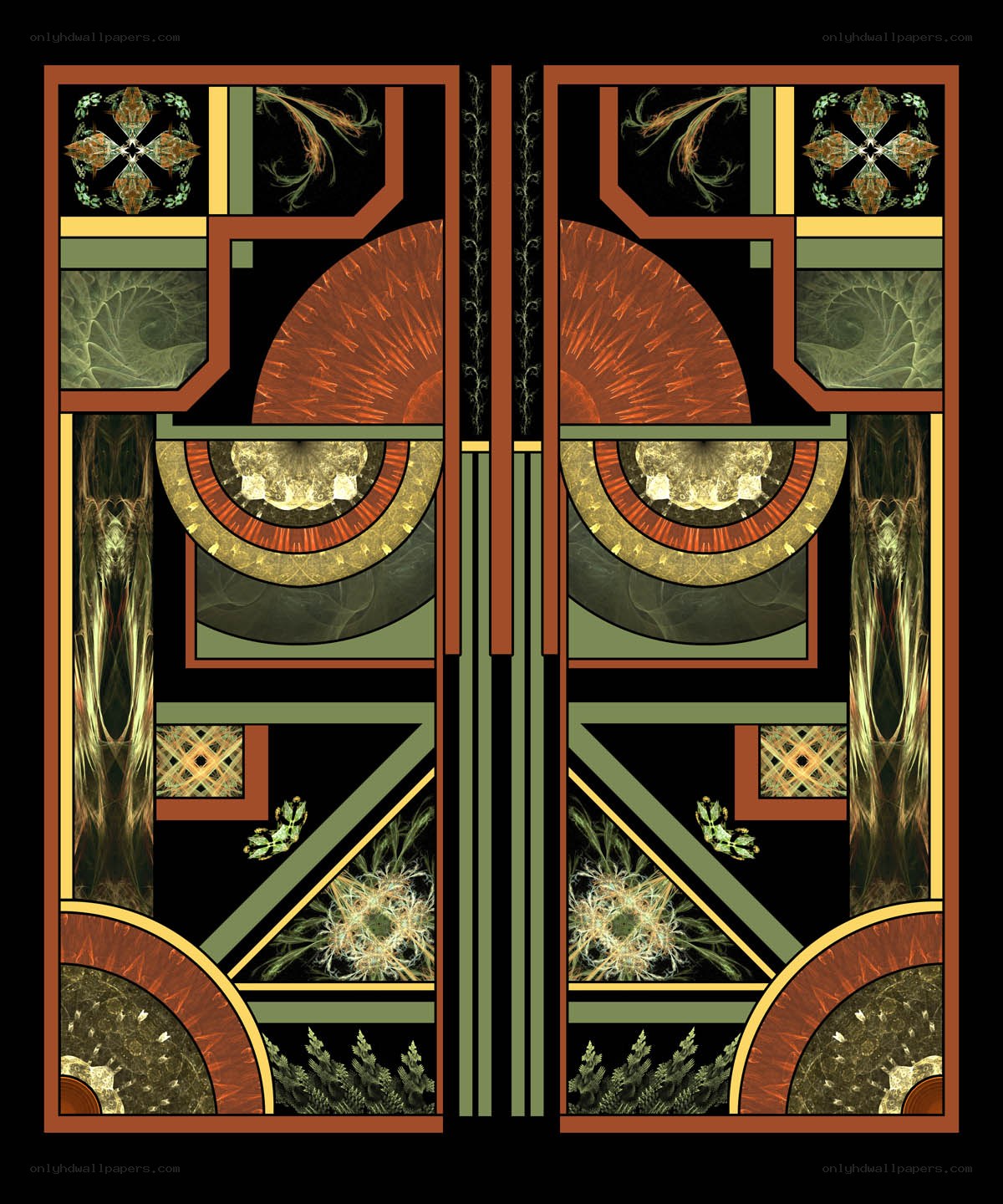 Symmetrical fractal art panel