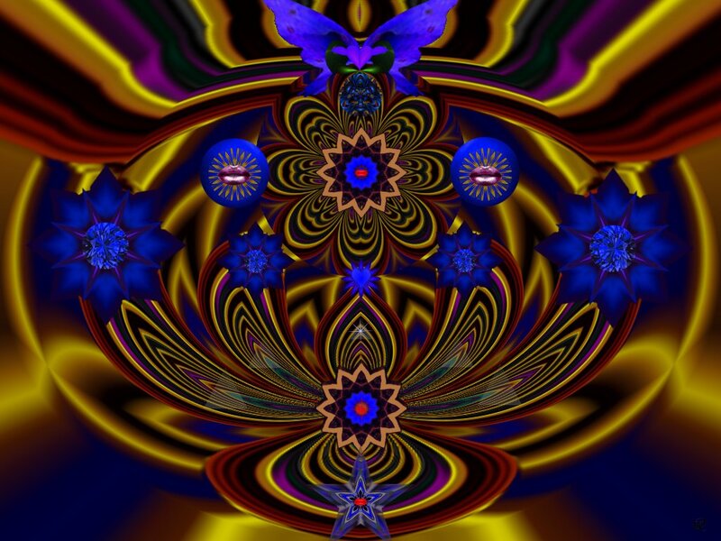 Symmetrical Fractal Design — Blue, Hypnotic, Digital Art