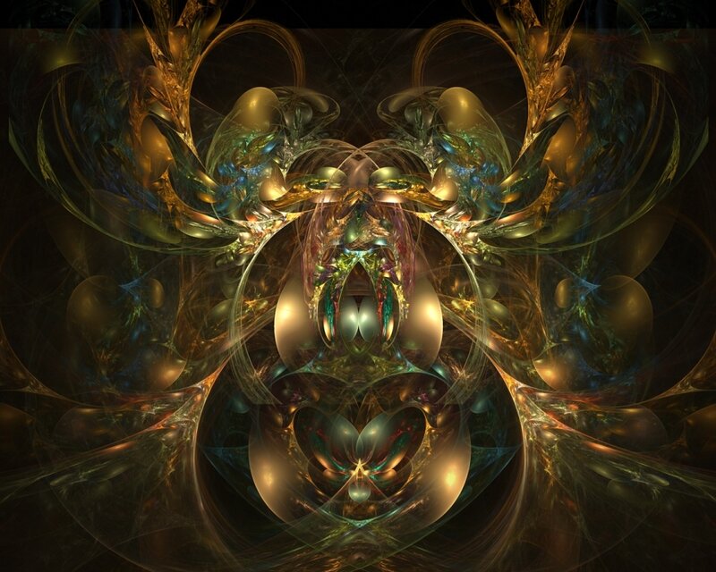 Symmetrical Fractal Design — Gold, Mystical