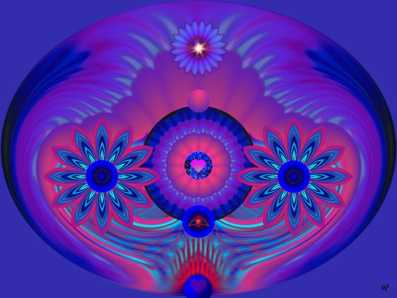 Symmetrical Fractal Design — Purple, Hypnotic, Digital Art, Flowers