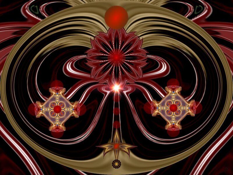 Symmetrical Fractal Design — Red, Mystical