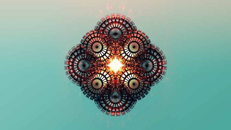 Symmetrical Fractal Design — Teal, Abstract, Digital Art