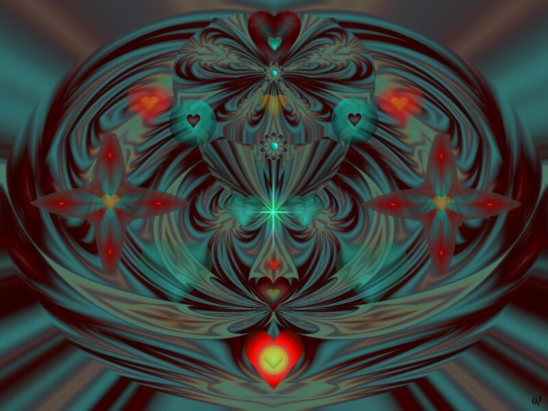 Symmetrical Fractal Design — Teal, Hypnotic, Digital Art