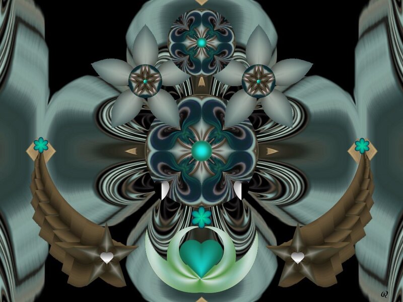 Symmetrical Fractal Design — Teal, Hypnotic