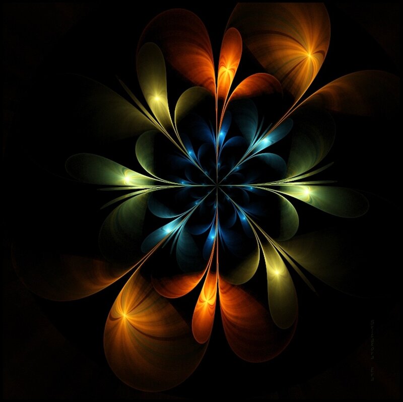 Symmetrical Fractal Flower — Blue