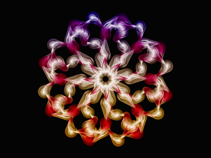 Symmetrical Fractal Flower — Purple, Hypnotic, Digital Art