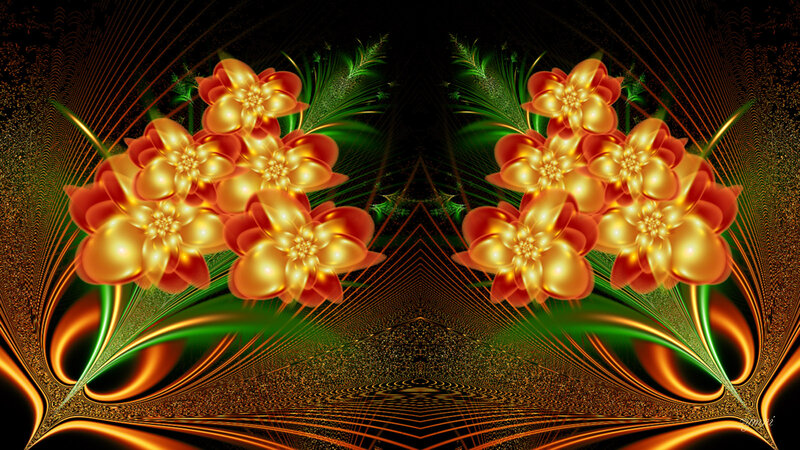 Symmetrical Fractal Flowers — Gold