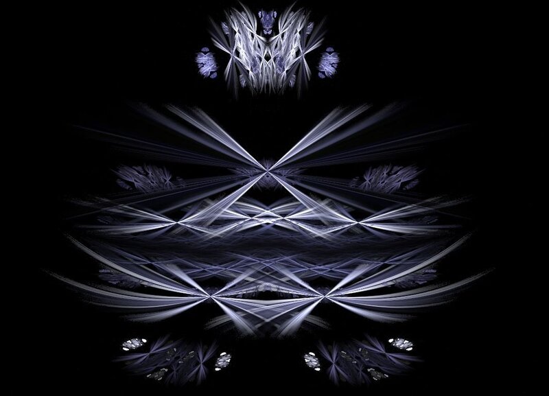 Symmetrical Fractal Pattern — Black, Dramatic, Abstract, Light Beams
