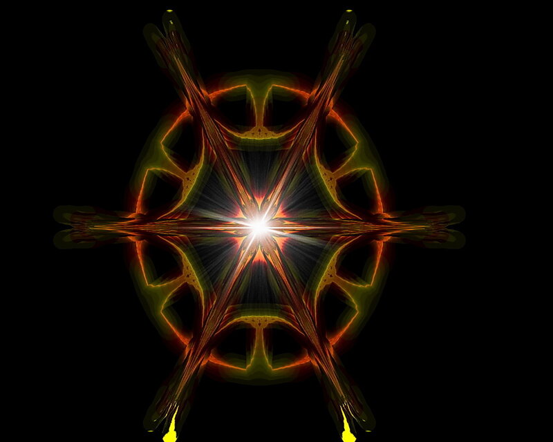 Symmetrical Fractal Pattern — Black, Dramatic, Digital Art, Light