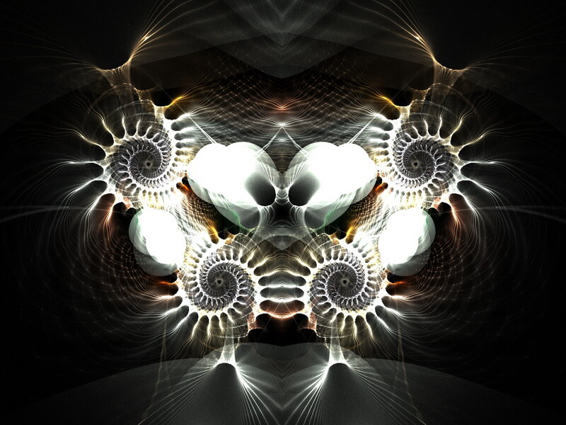 Symmetrical Fractal Pattern — Black, Dramatic, Digital Art, Spirals