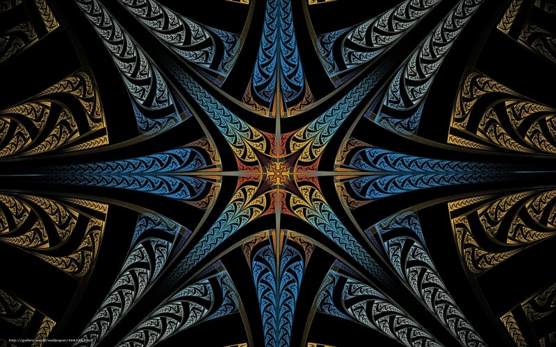 Symmetrical Fractal Pattern — Black, Dramatic, Digital Art, Star