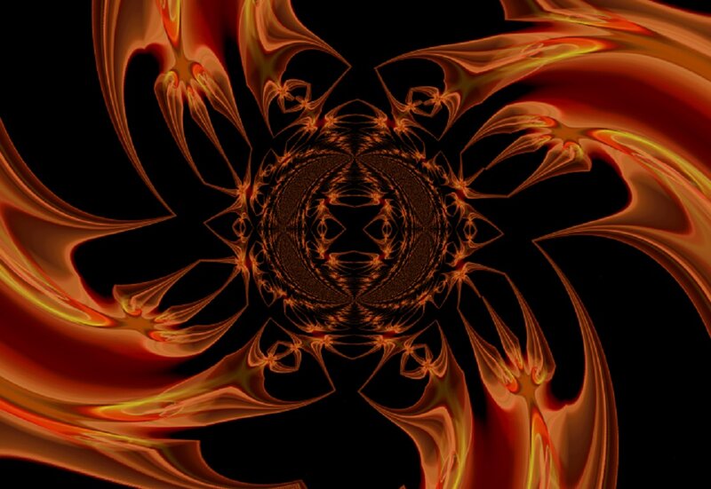 Symmetrical Fractal Pattern — Black, Dramatic, Digital Art, Swirls