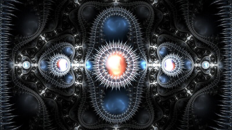 Symmetrical Fractal Pattern — Black, Dramatic, Digital Art