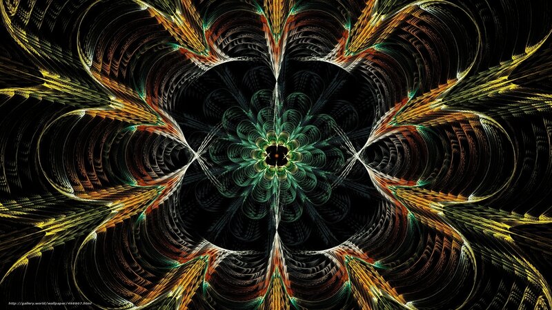 Symmetrical Fractal Pattern — Black, Hypnotic, Digital Art, Colorful