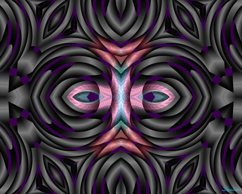 Symmetrical Fractal Pattern — Black, Hypnotic, Digital Art, Eyes