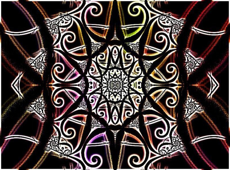 Symmetrical Fractal Pattern — Black, Hypnotic, Digital Art, Swirls