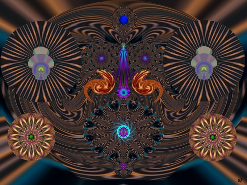 Symmetrical Fractal Pattern — Black, Hypnotic, Digital Art