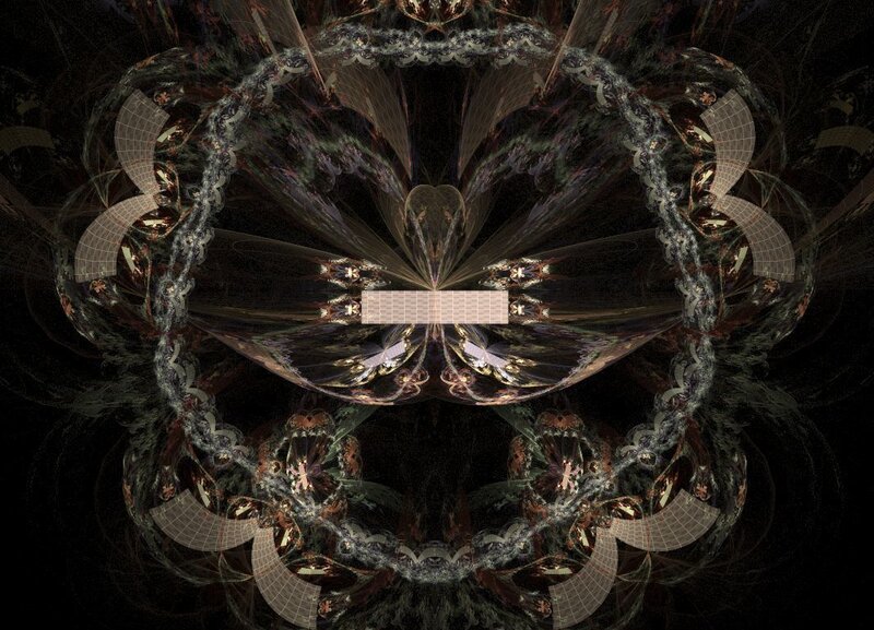 Symmetrical Fractal Pattern — Black, Mysterious, Digital Art, Grid Lines