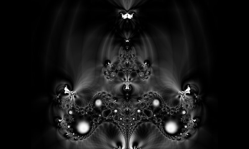 Symmetrical Fractal Pattern — Black, Mysterious, Digital Art, Light