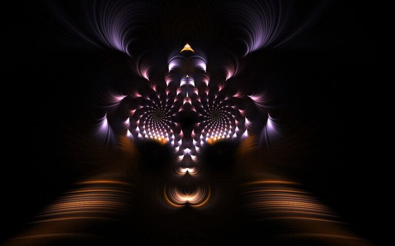 Symmetrical Fractal Pattern — Black, Mystical, Digital Art