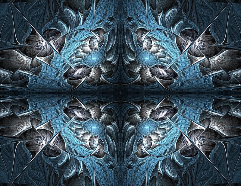 Symmetrical Fractal Pattern — Blue, Abstract, Digital Art