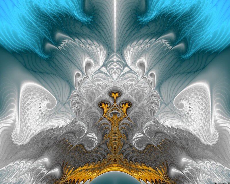 Symmetrical Fractal Pattern — Blue, Abstract