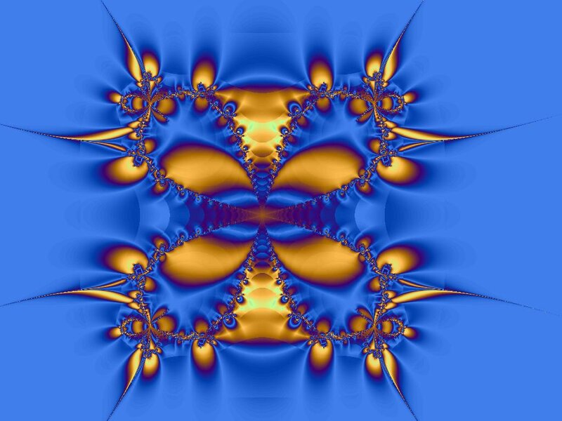 Symmetrical Fractal Pattern — Blue, Complex
