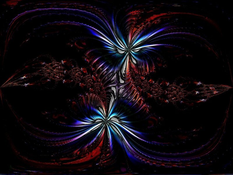 Symmetrical Fractal Pattern — Blue, Dramatic, Digital Art, Colorful