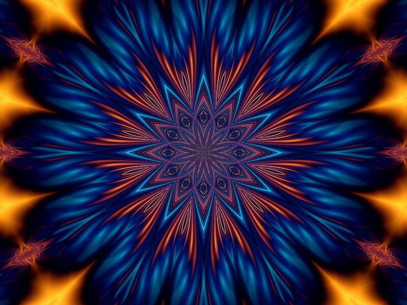 Symmetrical Fractal Pattern — Blue, Dramatic, Digital Art