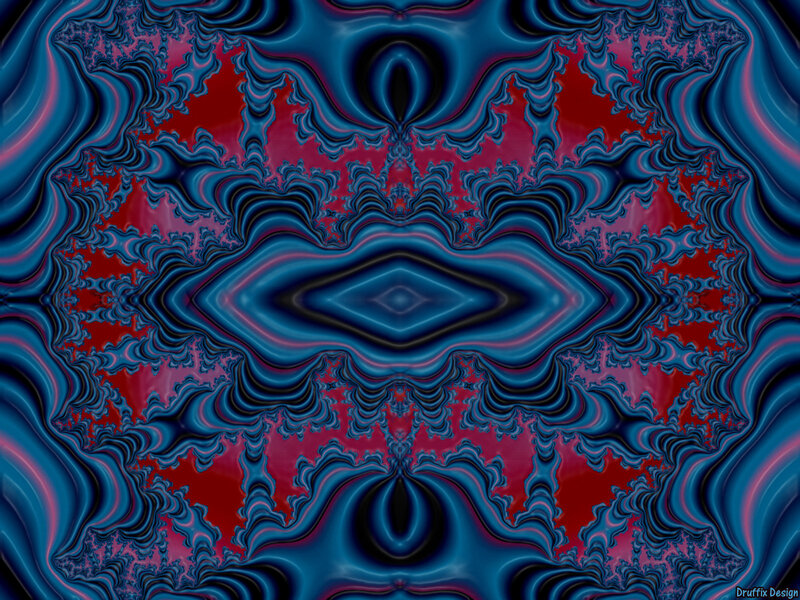 Symmetrical Fractal Pattern — Blue, Hypnotic, Abstract, Colorful, Mirror