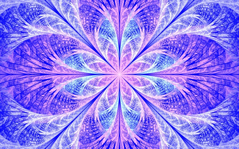 Symmetrical Fractal Pattern — Blue, Hypnotic, Abstract, Flower
