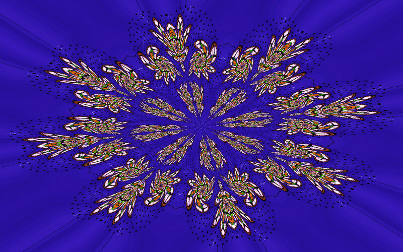 Symmetrical Fractal Pattern — Blue, Hypnotic, Digital Art, Flowers