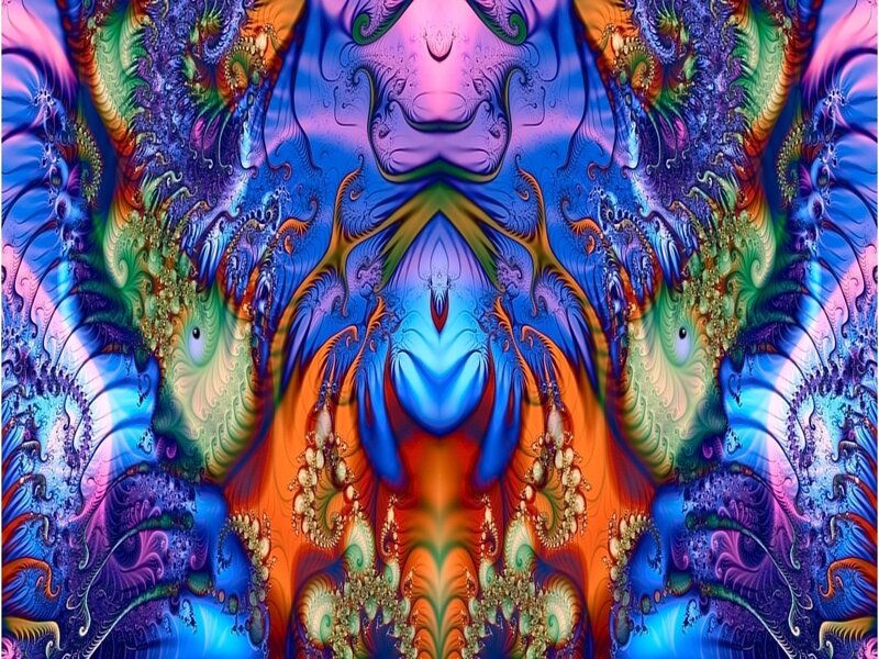 Symmetrical Fractal Pattern — Blue, Hypnotic, Digital Art, Spirals