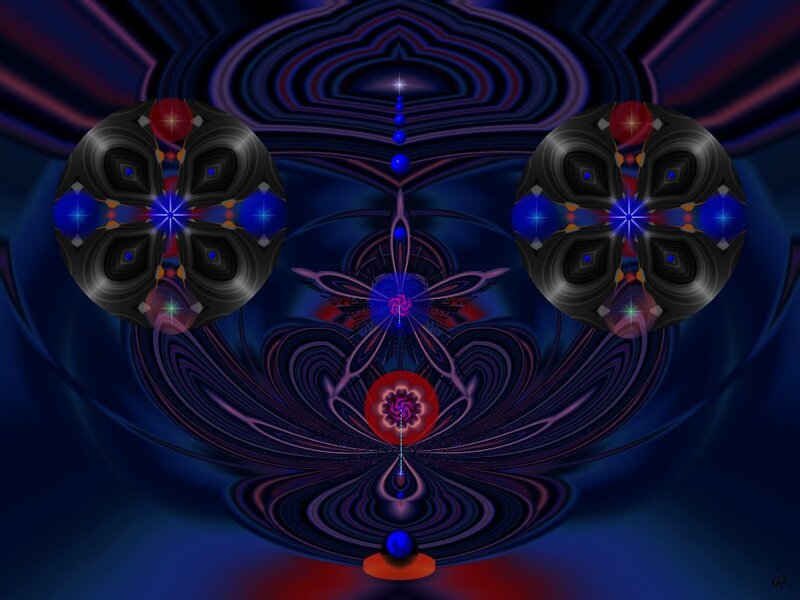 Symmetrical Fractal Pattern — Blue, Hypnotic, Digital Art