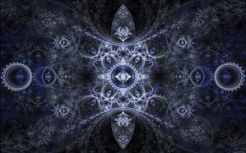 Symmetrical Fractal Pattern — Blue, Mystical, Digital Art