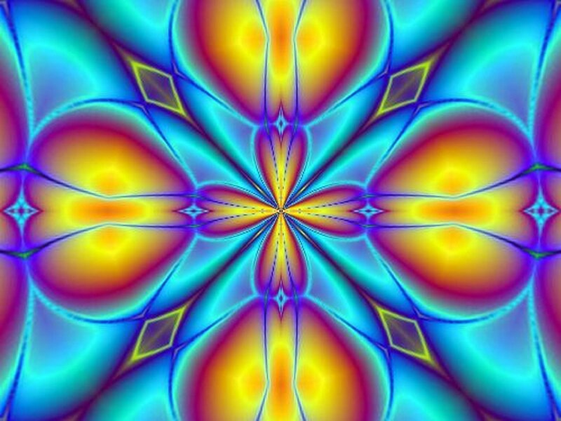 Symmetrical Fractal Pattern — Blue, Vibrant, Abstract