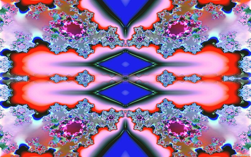 Symmetrical Fractal Pattern — Blue, Vibrant, Digital Art, Colorful, Geometric