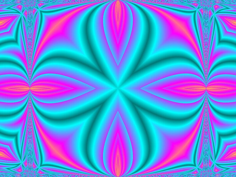 Symmetrical Fractal Pattern — Cyan, Hypnotic