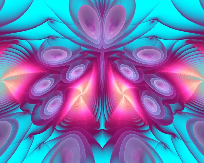 Symmetrical Fractal Pattern — Cyan