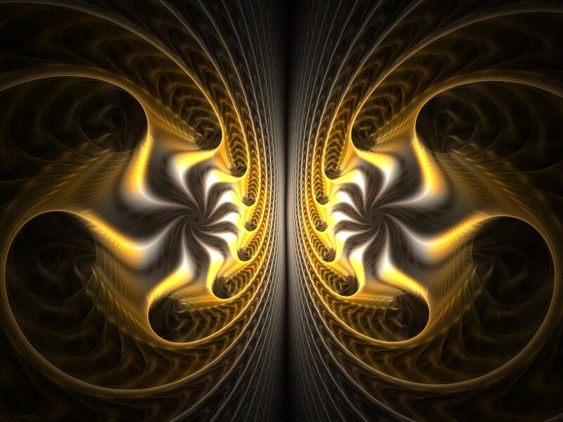 Symmetrical Fractal Pattern — Gold, Dramatic, Abstract