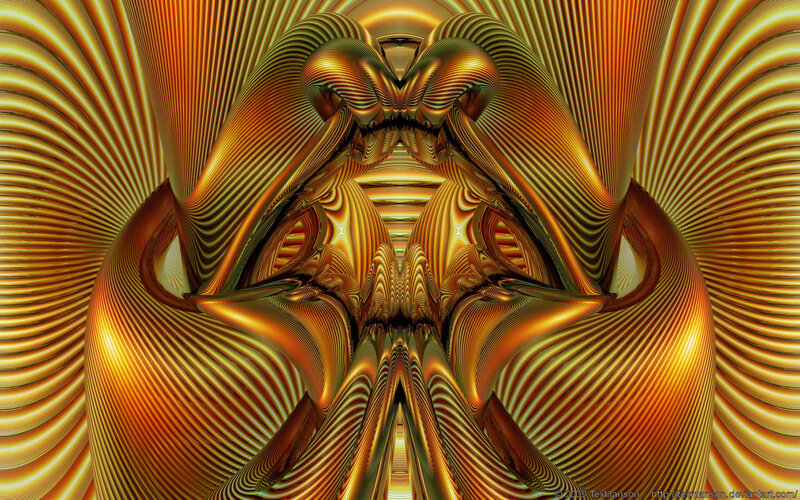 Symmetrical Fractal Pattern — Gold, Hypnotic