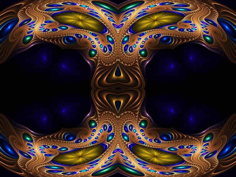 Symmetrical Fractal Pattern — Gold, Mystical